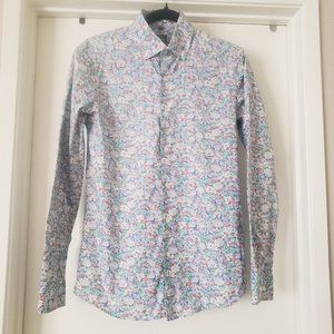Grand Frank Sweden Men Long Sleeve Button Down Shirt Pastel Floral  Size 37/38